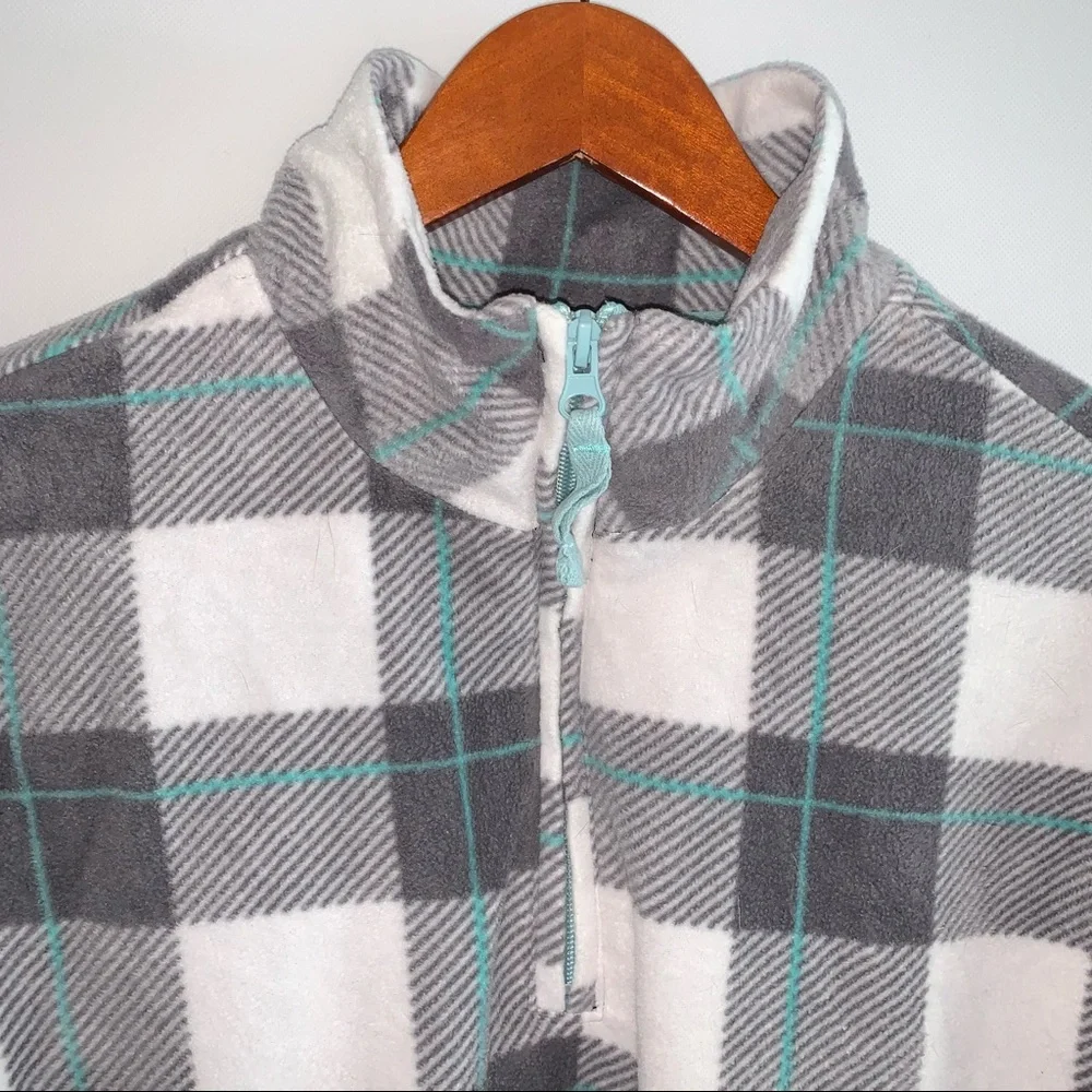 Comfort Corner Casual Soft Plaid Fleece Jacket Sweater - Picture 2 of 6